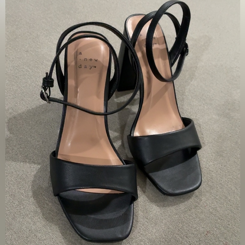 A New Day Black Block Heel Sandals